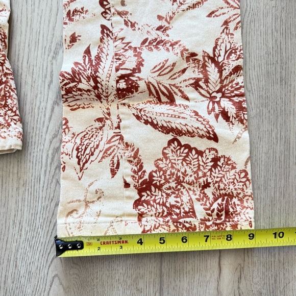 Adrienne Vittadini Cotton‎ Stretch Flare Floral Pants Women’s 6 Tan Rust EUC - Picture 9 of 11